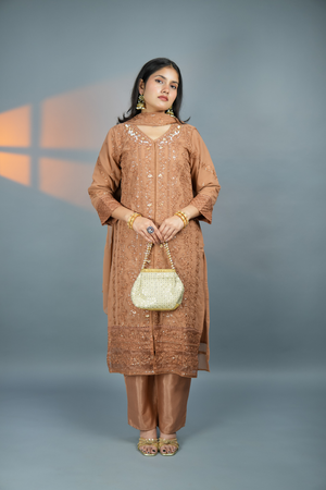 Amber Zari - Hand-Embroidered Chikankari Suit