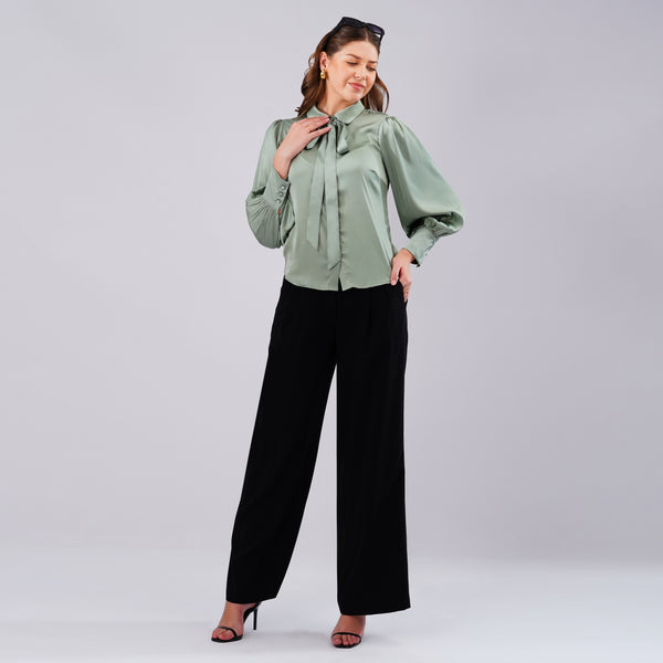 Sage Elegance Satin Shirt