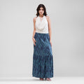 Blue Abstract Print Cotton Skirt