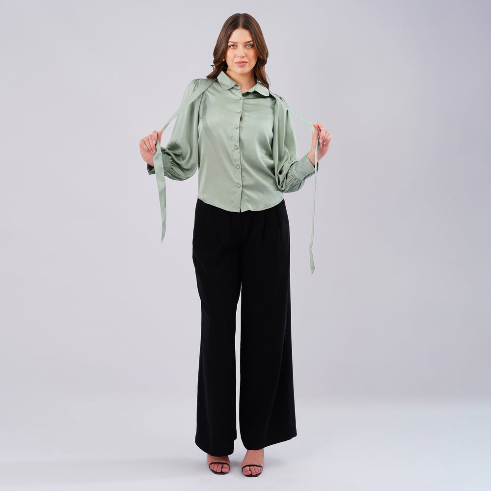 Sage Elegance Satin Shirt
