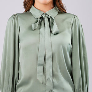 Sage Elegance Satin Shirt