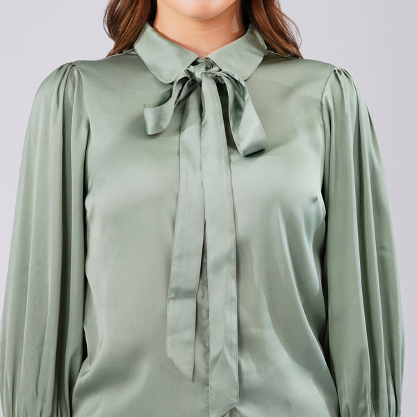 Sage Elegance Satin Shirt