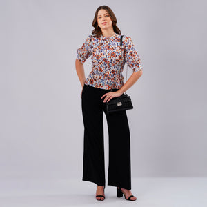 Rust Bloom Peplum Top