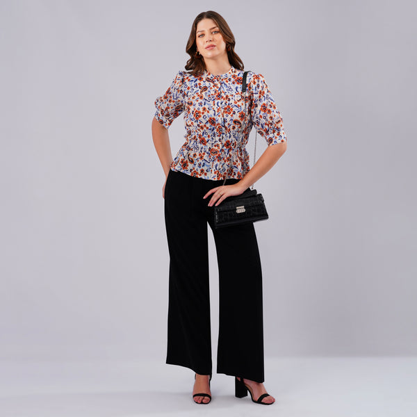 Rust Bloom Peplum Top