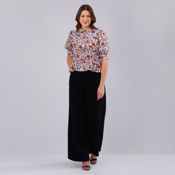 Rust Bloom Peplum Top