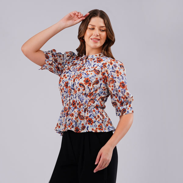 Rust Bloom Peplum Top