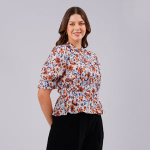 Rust Bloom Peplum Top