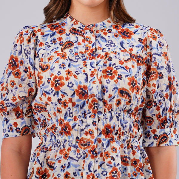 Rust Bloom Peplum Top