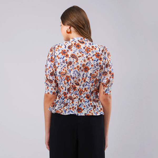 Rust Bloom Peplum Top