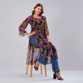 Midnight Bloom Sheer Kurti