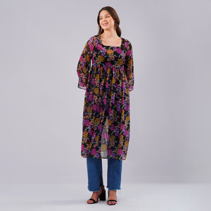 Midnight Bloom Sheer Kurti