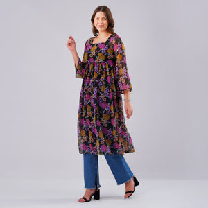 Midnight Bloom Sheer Kurti