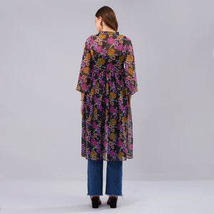 Midnight Bloom Sheer Kurti