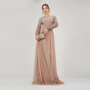 Rose Gold Sequin Evening Gown