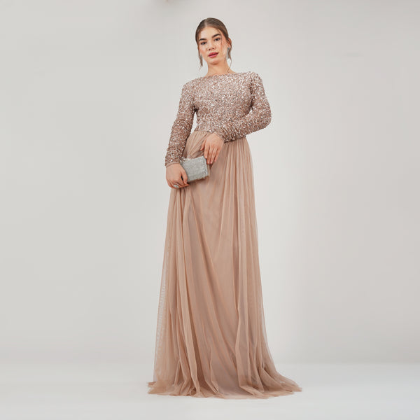 Rose Gold Sequin Evening Gown