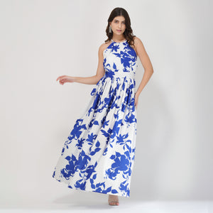 Santorini Bloom Halter Dress