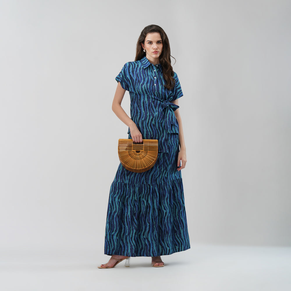 Blue Abstract Print Cotton Co-ord Set