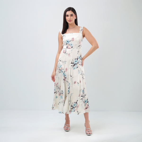 Ivory Blossom Midi Dress