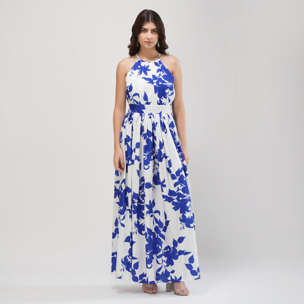 Santorini Bloom Halter Dress