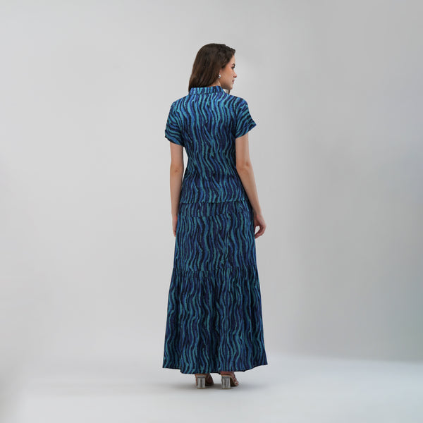 Blue Abstract Print Cotton Co-ord Set