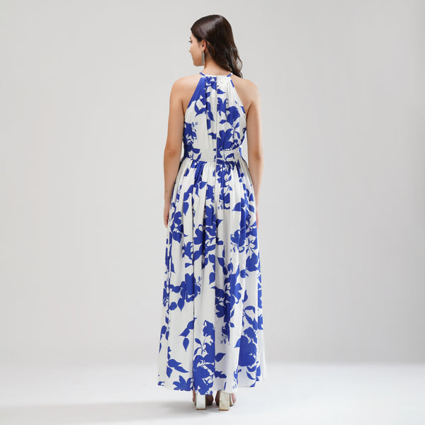 Santorini Bloom Halter Dress