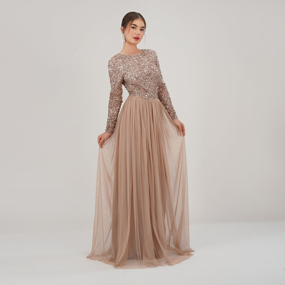 Rose Gold Sequin Evening Gown