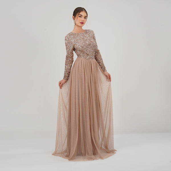 Rose Gold Sequin Evening Gown