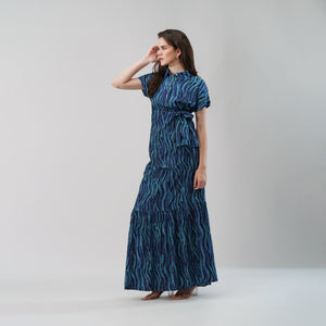 Blue Abstract Print Cotton Co-ord Set