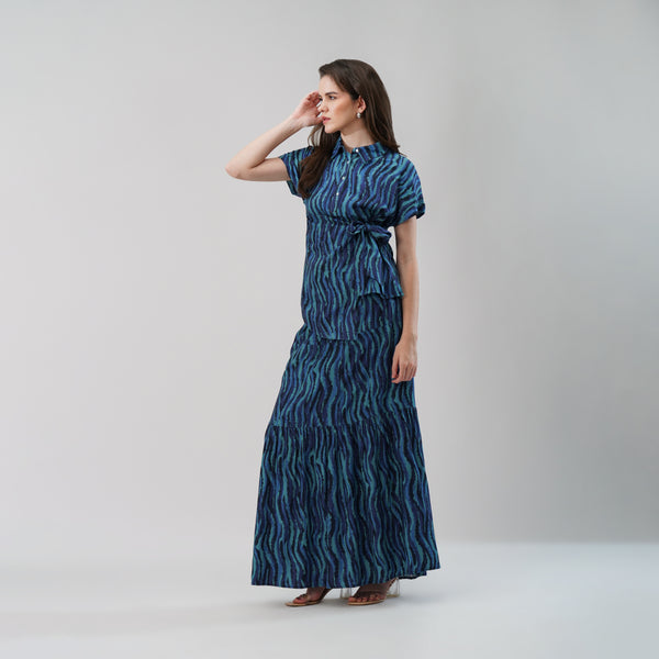 Blue Abstract Print Cotton Co-ord Set
