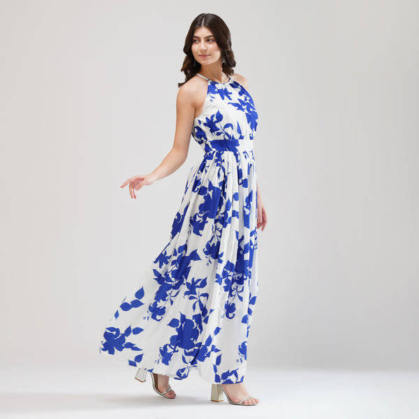 Santorini Bloom Halter Dress