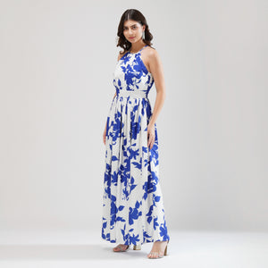 Santorini Bloom Halter Dress