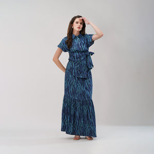 Blue Abstract Print Cotton Co-ord Set