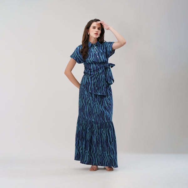 Blue Abstract Print Cotton Co-ord Set