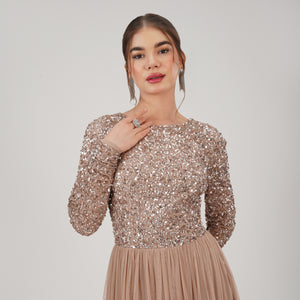 Rose Gold Sequin Evening Gown