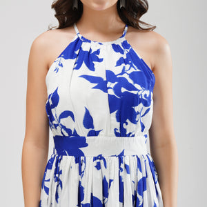 Santorini Bloom Halter Dress