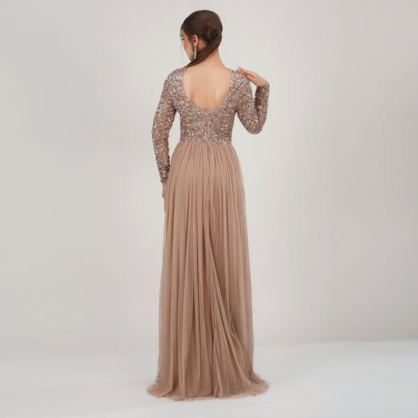 Rose Gold Sequin Evening Gown