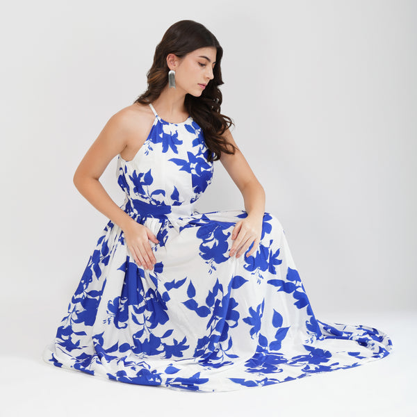 Santorini Bloom Halter Dress