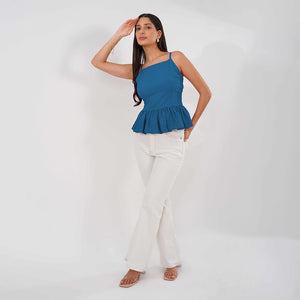 Peplum Strap Top (Navy)