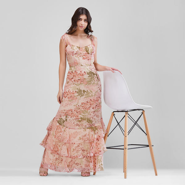Blossom Layers Maxi Dress (Pastel floral)