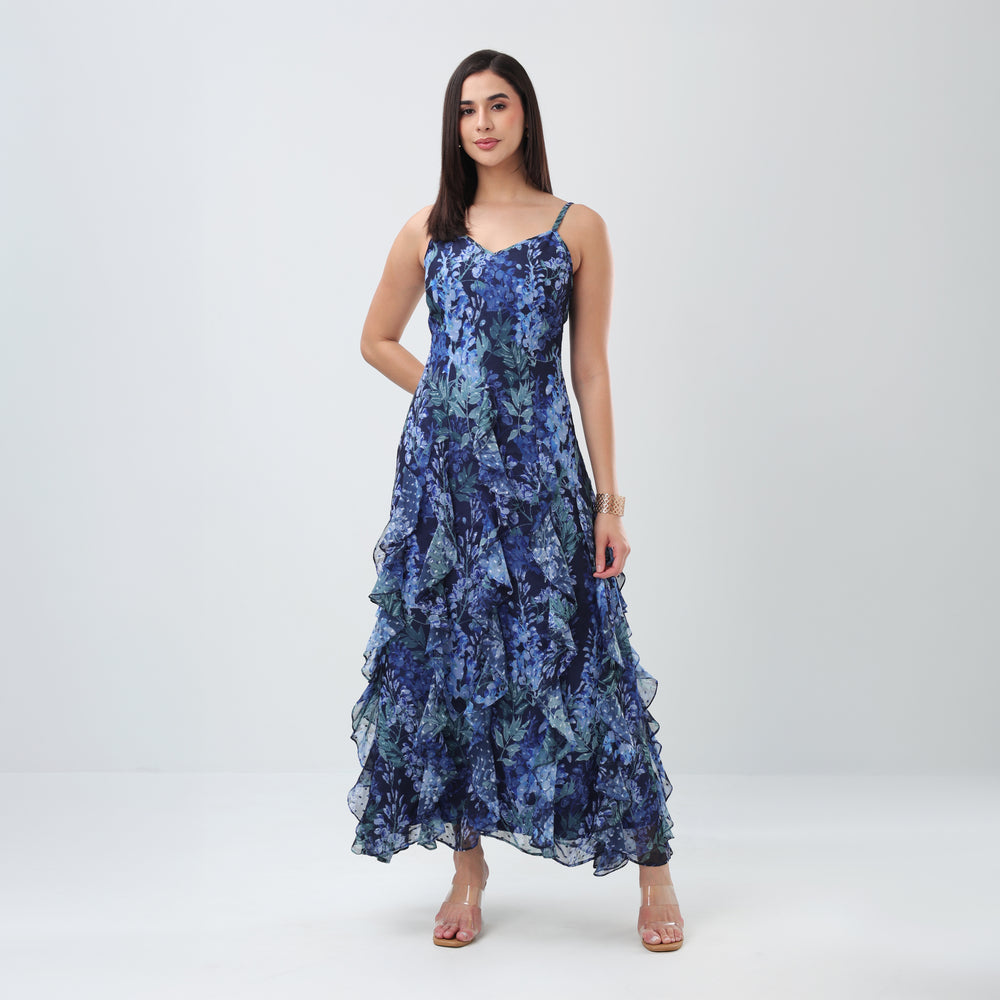Ocean Bloom Ruffle Dress