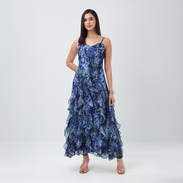 Ocean Bloom Ruffle Dress