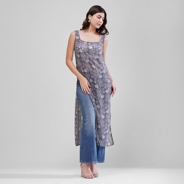 Indigo Bloom Longline Kurti