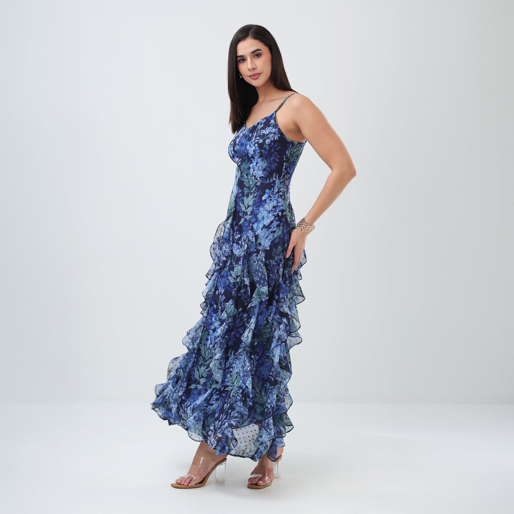 Ocean Bloom Ruffle Dress