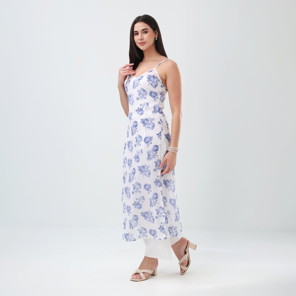 Sapphire Bloom Floral Kurti