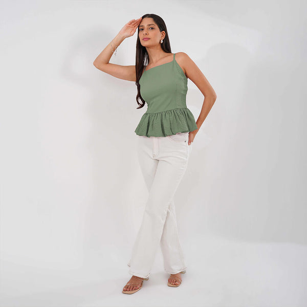 Peplum Strap Top (Green)