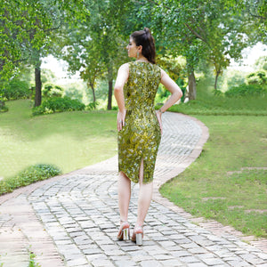 Olive Green Sequin Party Dress
