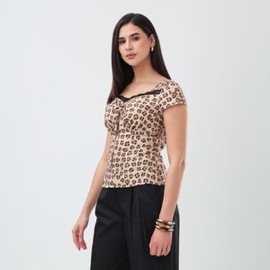 Leopard Lace Top