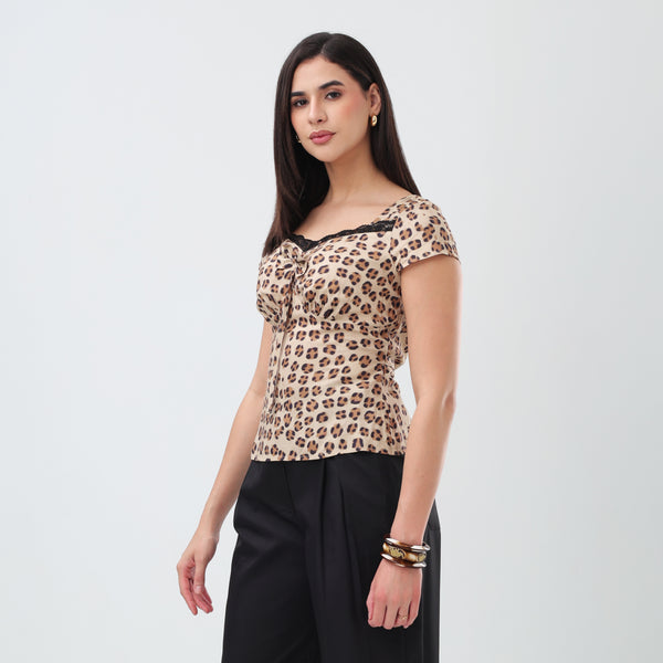 Leopard Lace Top