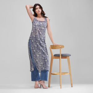 Indigo Bloom Longline Kurti