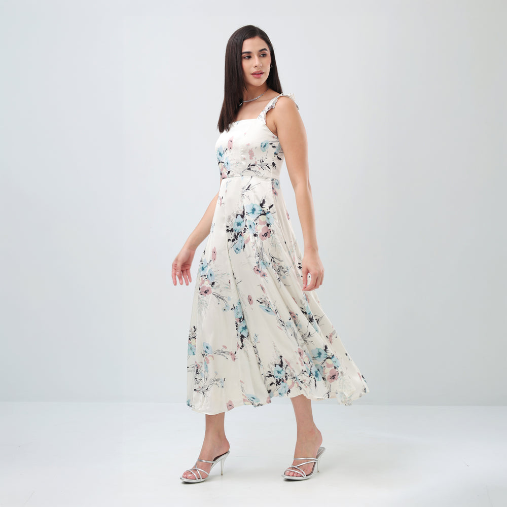 Ivory Blossom Midi Dress